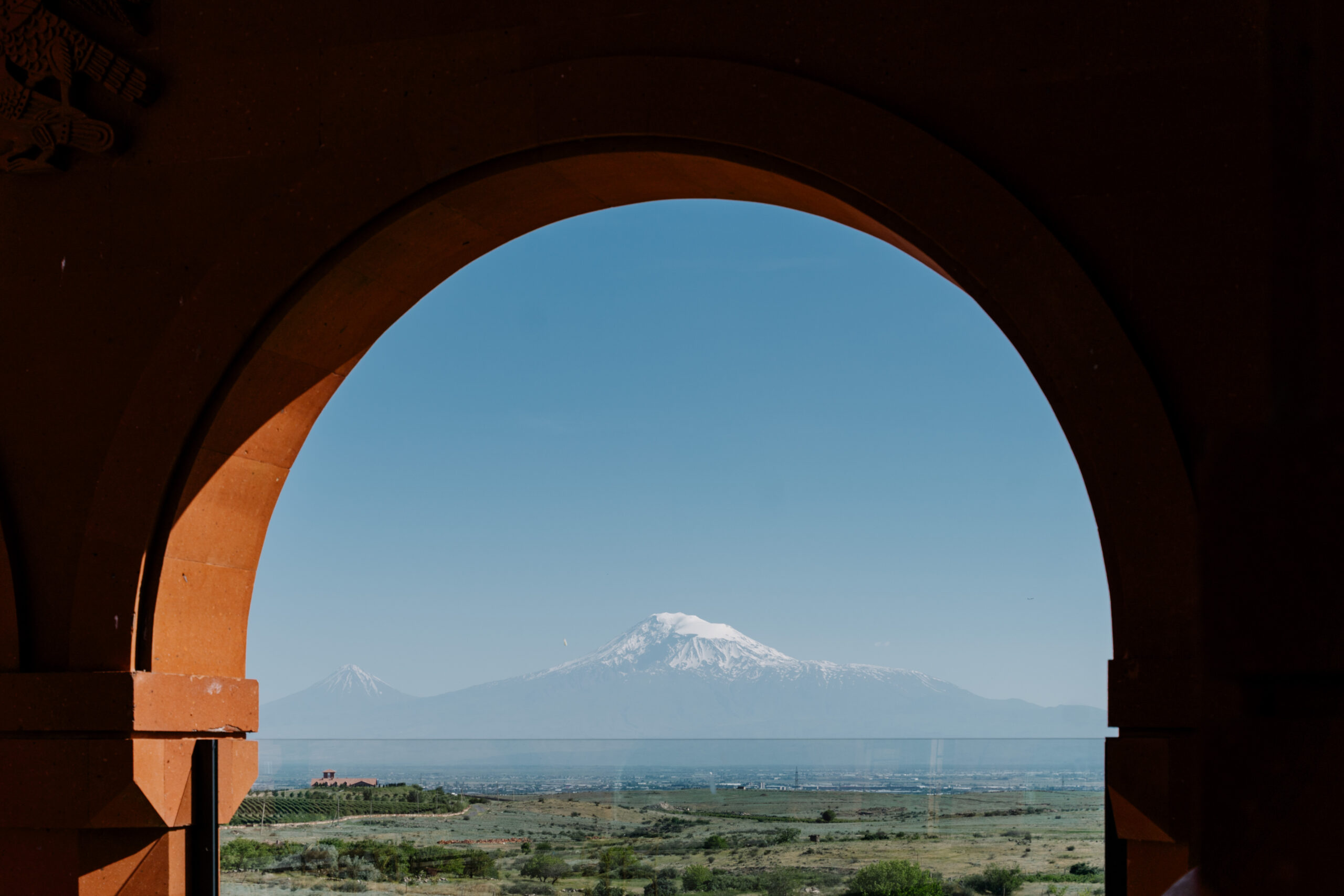 Vineyards in front of Mount Ararat, the national symbol of Armenia